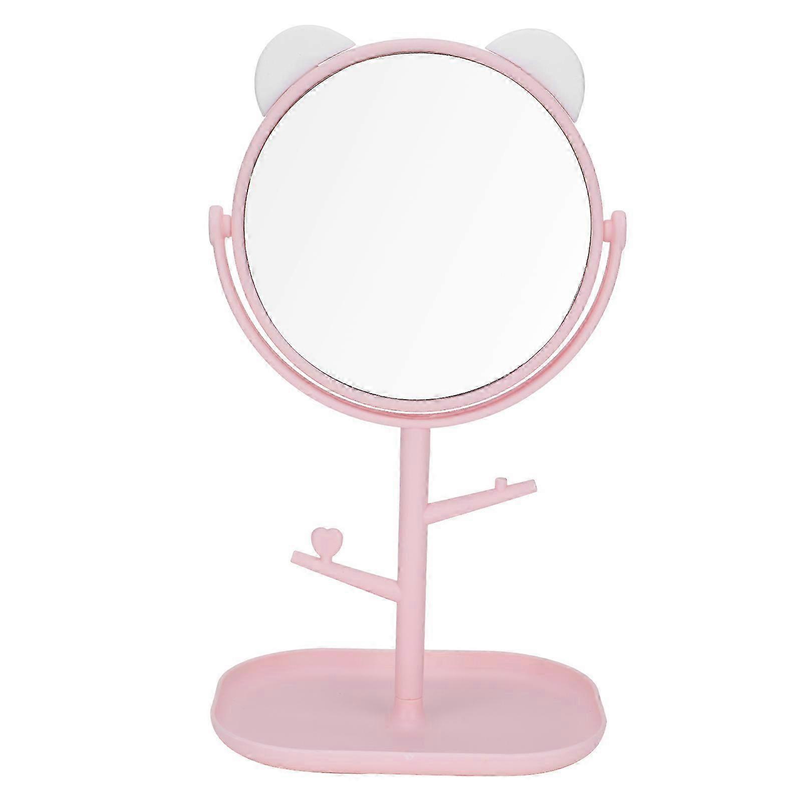 Compact Cat-Ear Mirror with Storage Tray