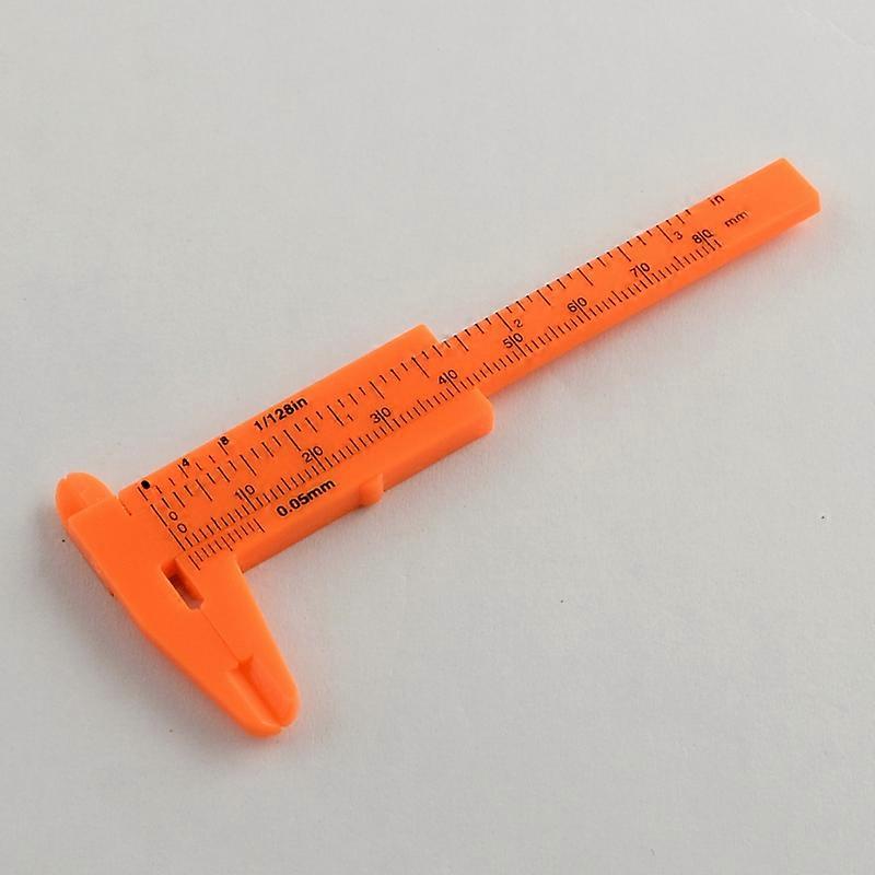 1pc Plastic Vernier Caliper Orange Red 10.5x4.4x0.5cm