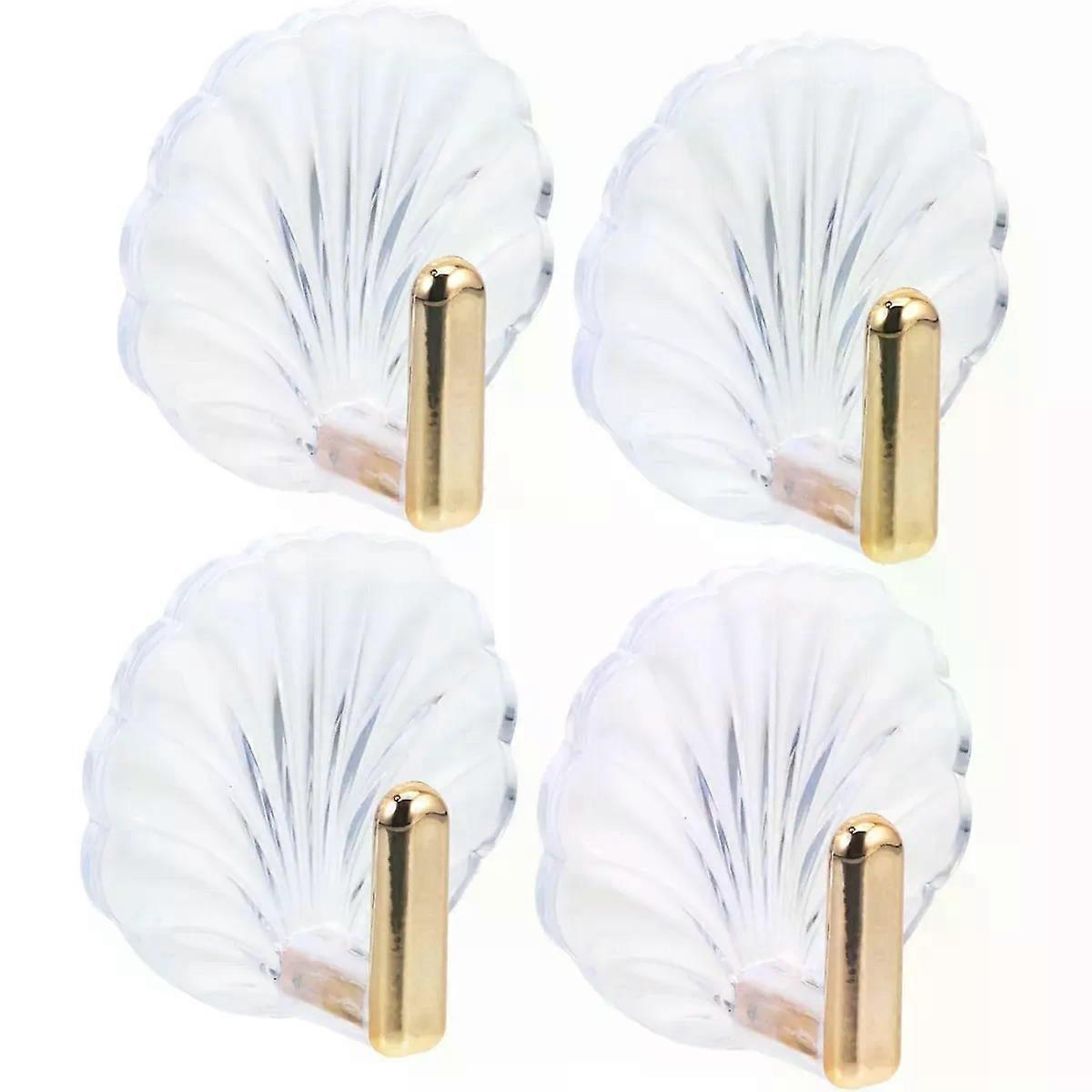 Decorative Shell Design Sticky Hooks 4 Pack Ps Self Adhesive Wall