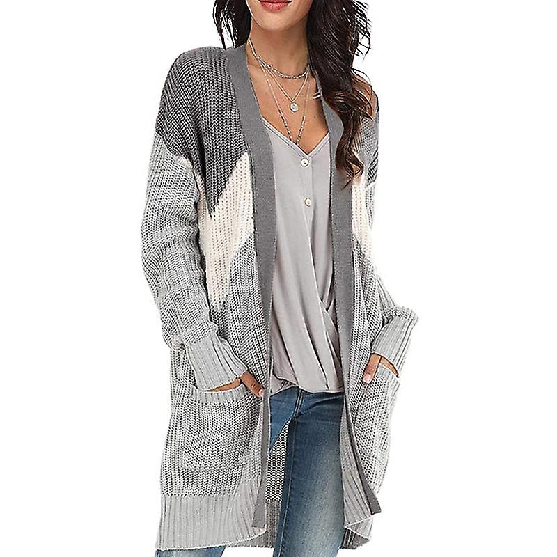 2023 الخريف والشتاء الحياكة كارديجان على شكل حرف V سترة كارديجان هندسية كتلة اللون