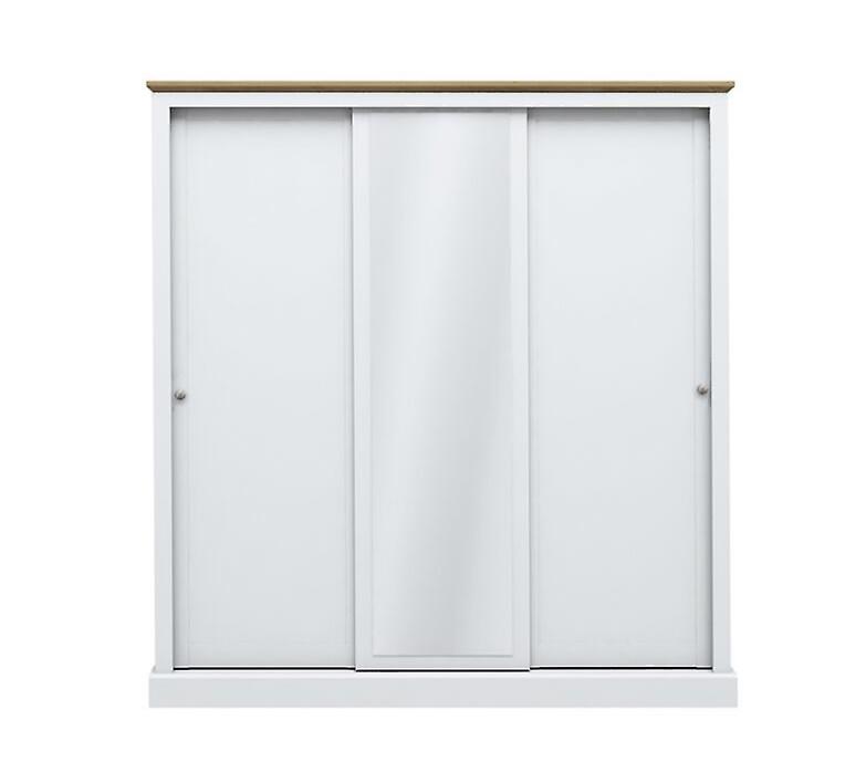 Kent 3 Door Sliding Wardrobe White with Mirror