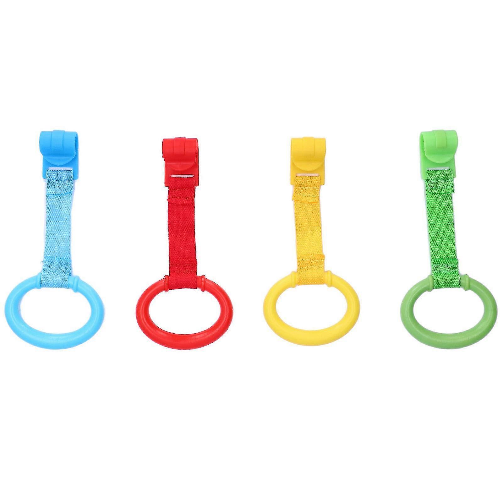 4pcs Baby Pull Up Rings Plastic Material Ergonomic Design Safe Practical Different Colors Walking Assistant For Toddler