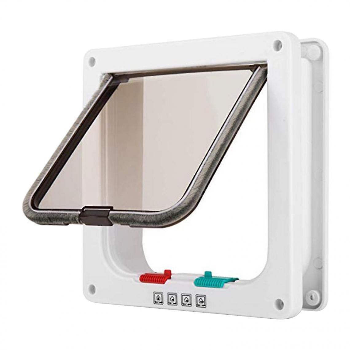 Lockable 4-way Dog Cat Flap Frame And Lockable Cat Flap Door White