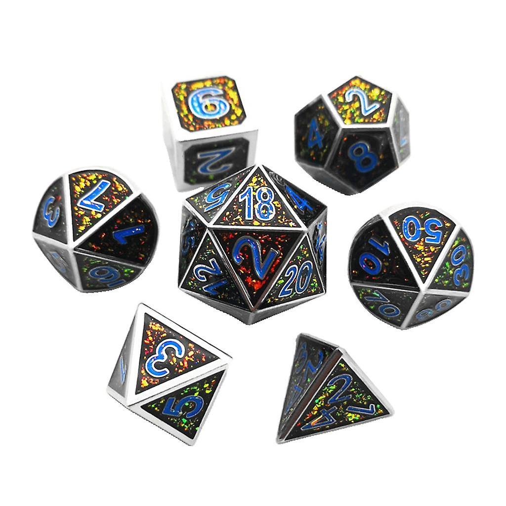 7 Pieces Metal Multi Side Dice D4 D6 D8 D10 D12 D20 Die Set F