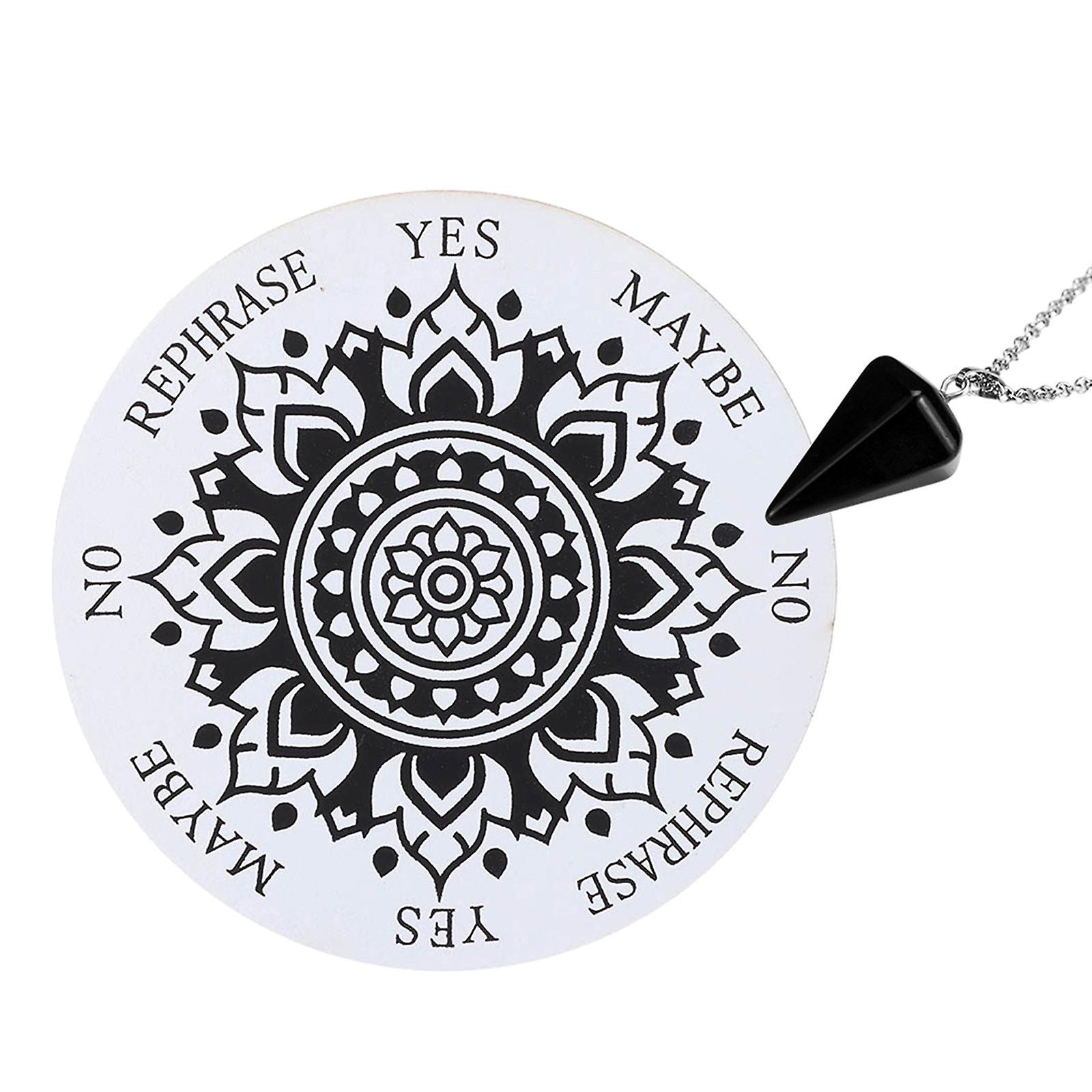 Stern Pendelbrett Hexerei mit schwarzem Anhänger Halskette Slice Pendel Pendeln Weiß A