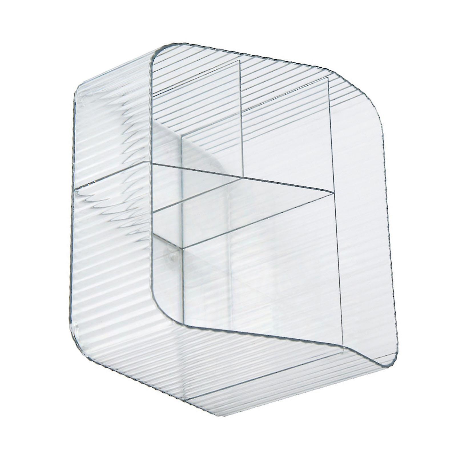 Desktop Storage Box Trapezoidal Organizer PP Plastic Sorting Case for Makeup Cosmetic Brush 4 Grids Transparent 