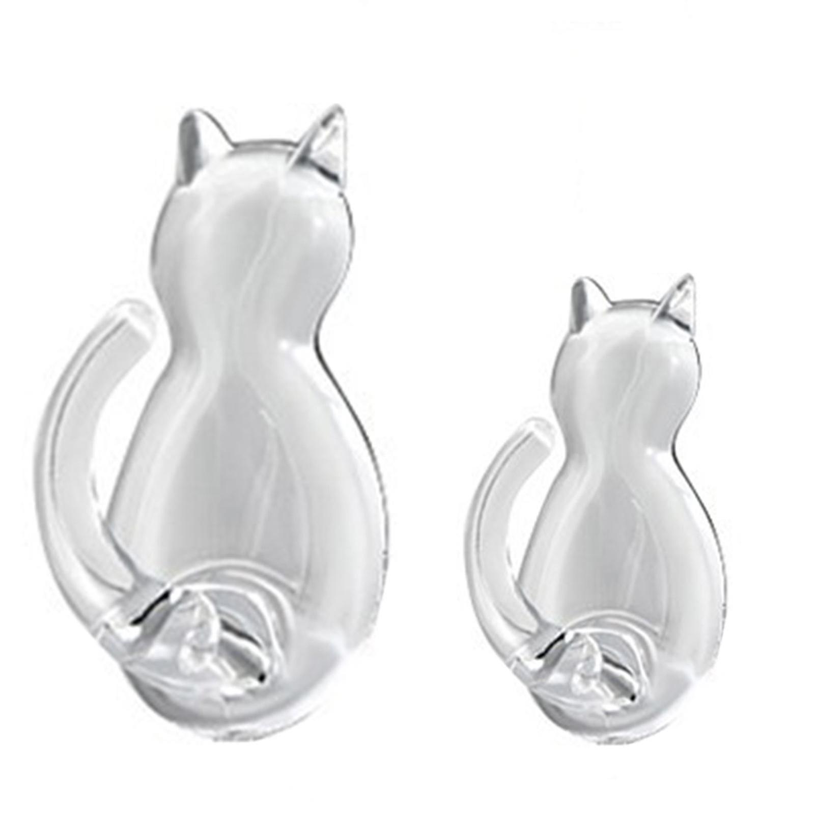2pcs Adhesive Hooks Wall Mounted Punch-free Strong Load-bearing Space-saving Cat-shaped Organization Plastic Transparent Reusable Seamless Hooks