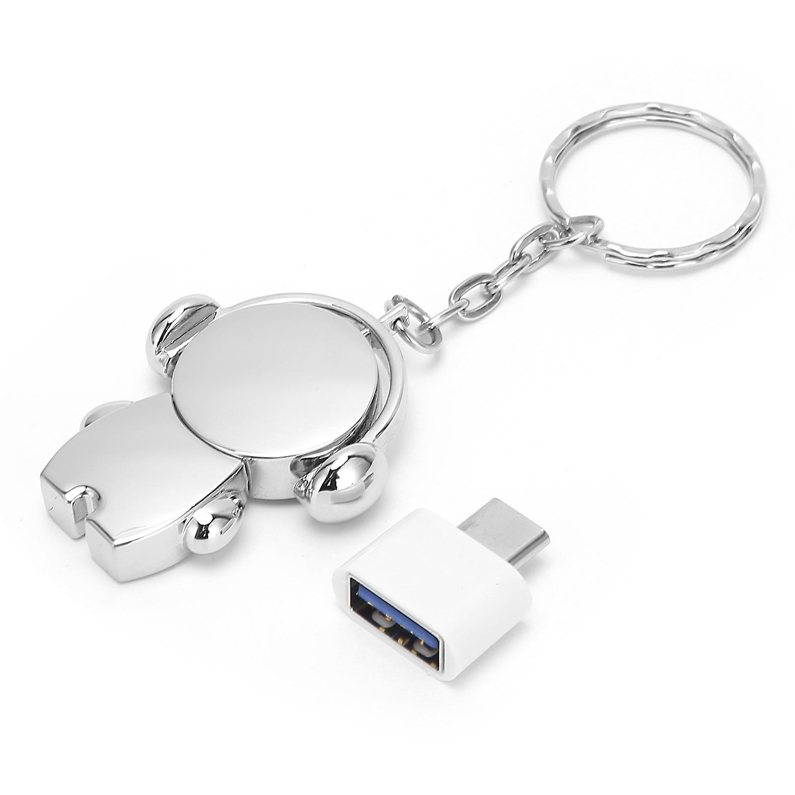 U Disk USB2.0 Car Flash Drive Memory Cartoon Metal Gift Computer Accessories Moonlight Silver