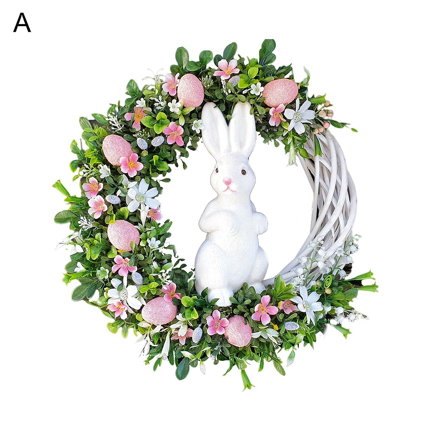 Easter Display Mold Eye-catching Realistic Looking Acrylic Artificial Easter Rabbit Wreath Hanging