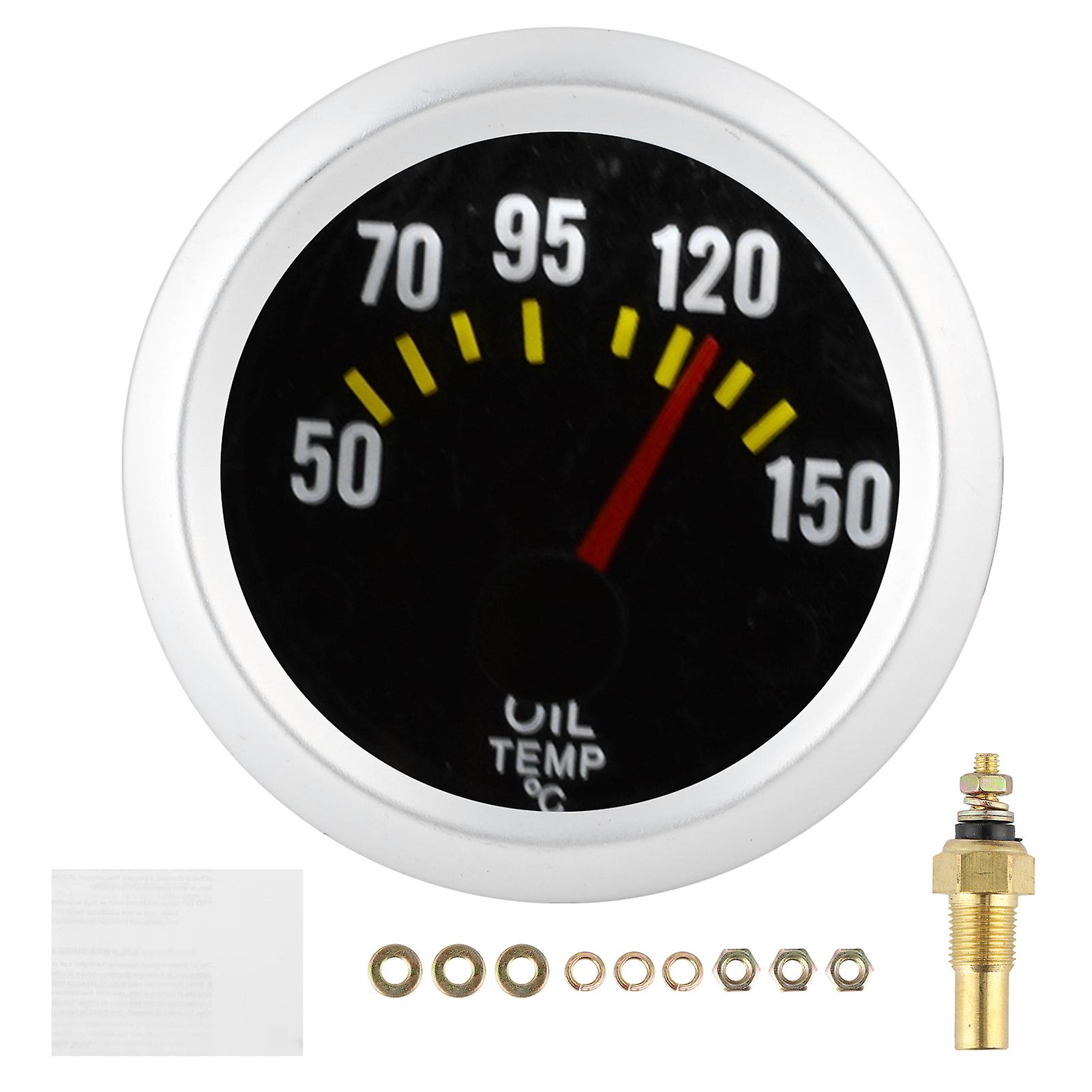 12V Oil Temperature Gauge - 2in High Accuracy Meter with Sensor & Clear Display
