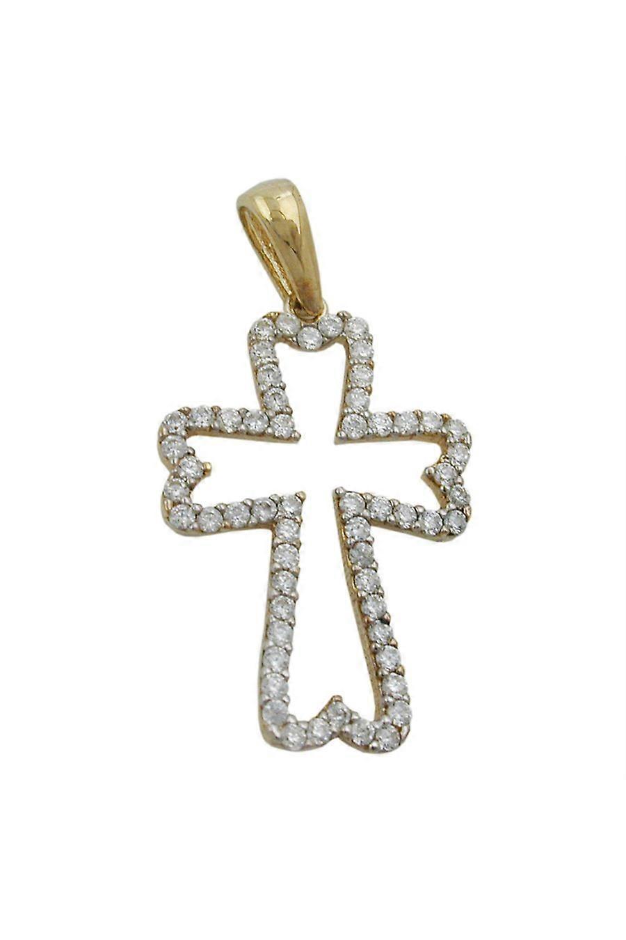 Pendant Cross With Zirconias 9k Gold - Gl431307