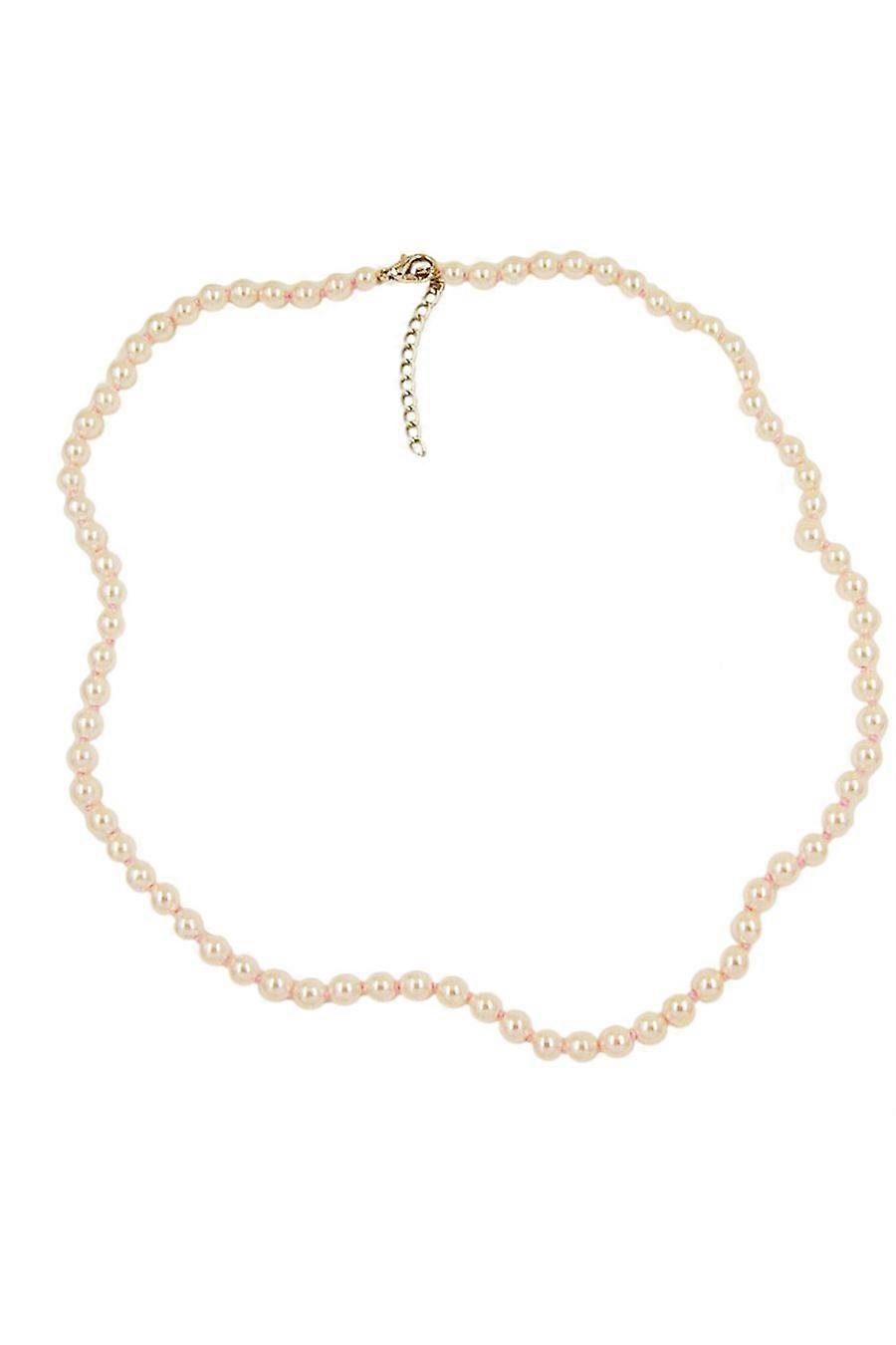Necklace Glass Beads Cream Knotted - Gl01021