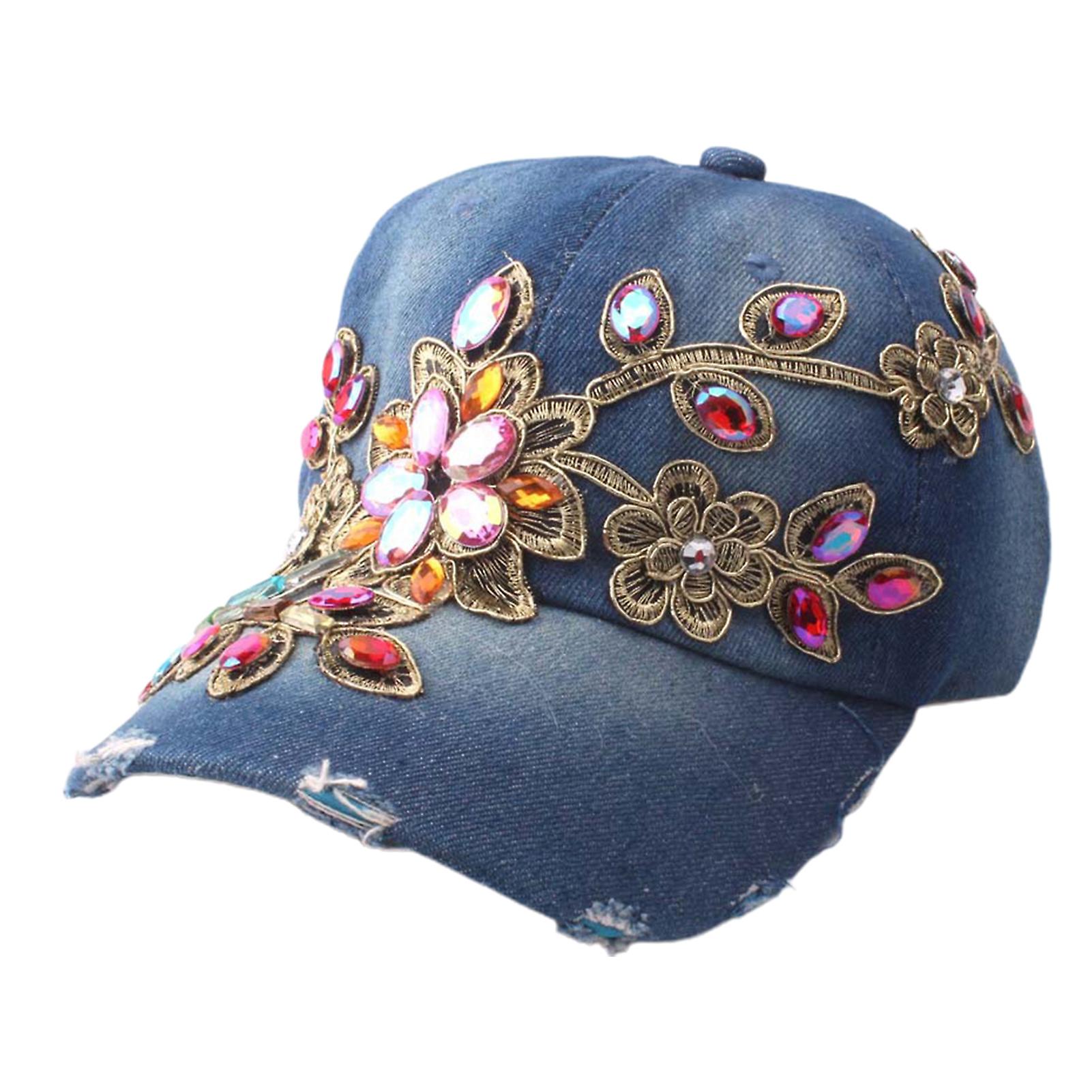 Baseball Cap Solid Color Windproof Lightweight Fashionable Bling Rhinestone Hip Hop Hat Birthday Gift
