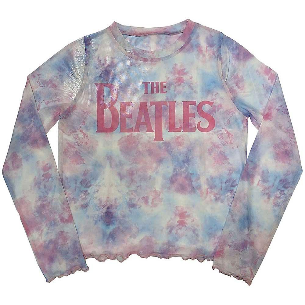 The Beatles Drop T Logo Long Sleeve Mesh Crop Top