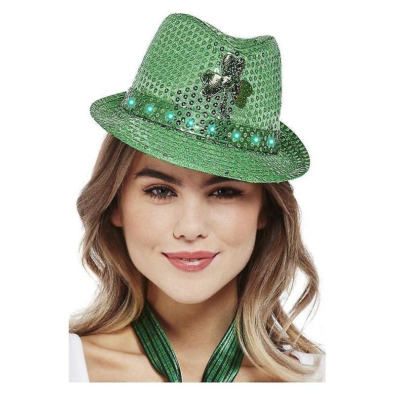 Paddys Day Light Up Sequin Trilby Hat 51116