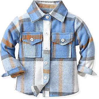 Baby Boys Girls Flannel Shirt Jackets Toddler Plaid Long Sleeve