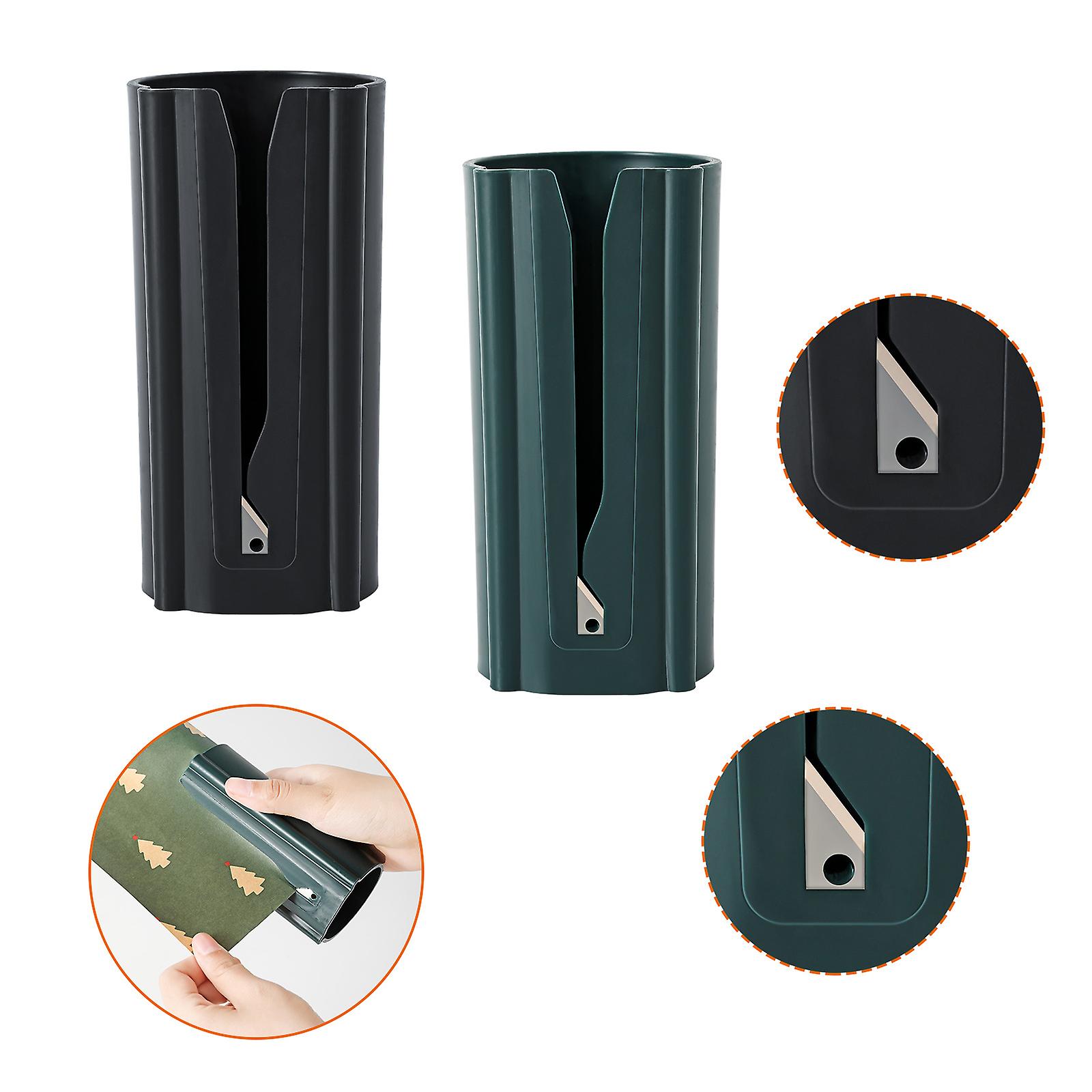 2pcs Wrapping Paper Cutter, Upgraded Gift Wrap Cutter, Christmas Wrapping Paper Roll Cutting Tools, Easy Slide Wrapping Paper Cutter Trimmer, DIY Hand