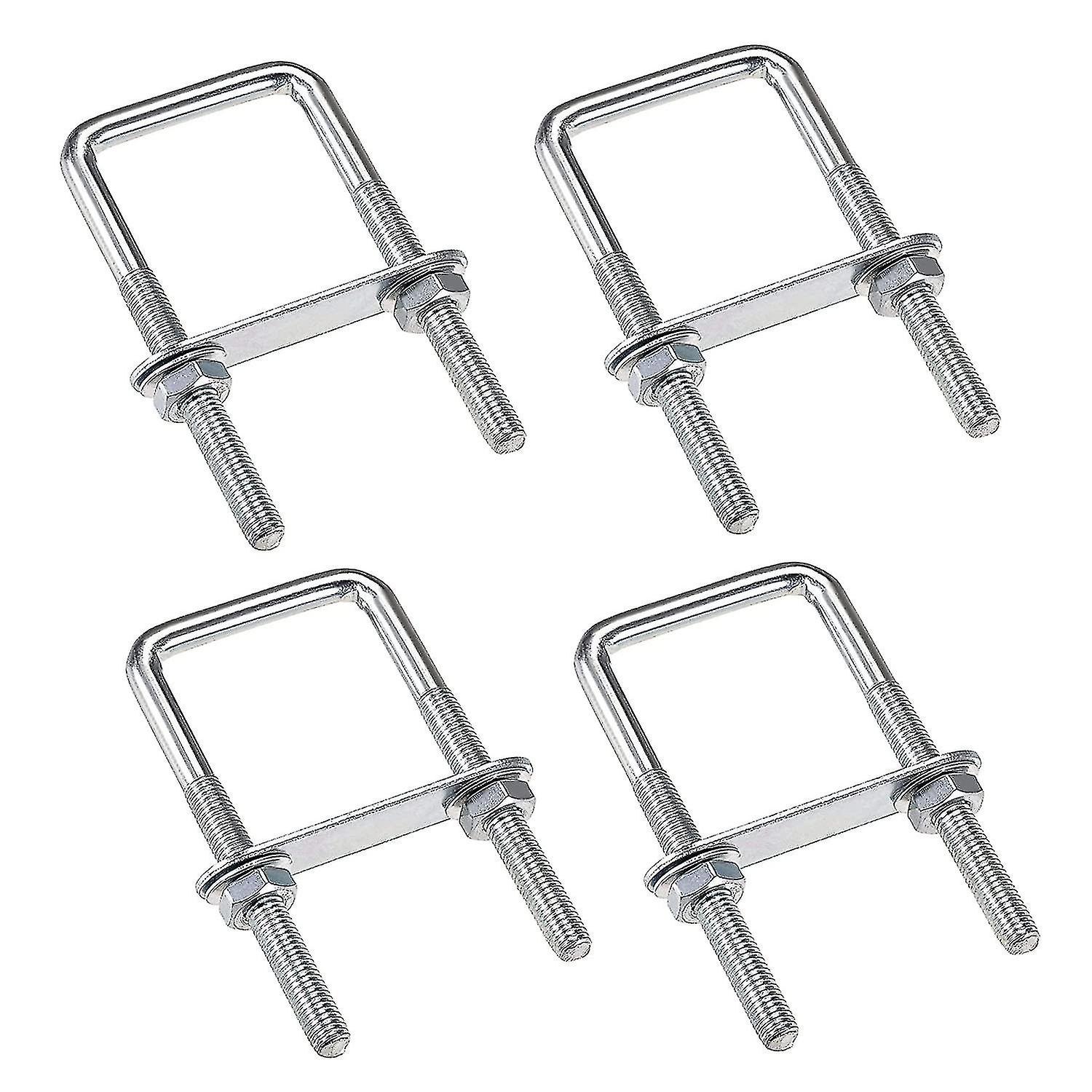 4 قطع U-bolts M6 U-bolt 80 × 50 مم ، فولاذ مقاوم للصدأ U-bolt مع غسالة ألواح الجوز ، براغي مشبك لتثبيت الأنابيب ، لأقطار الأنابيب أقل من 50 مم