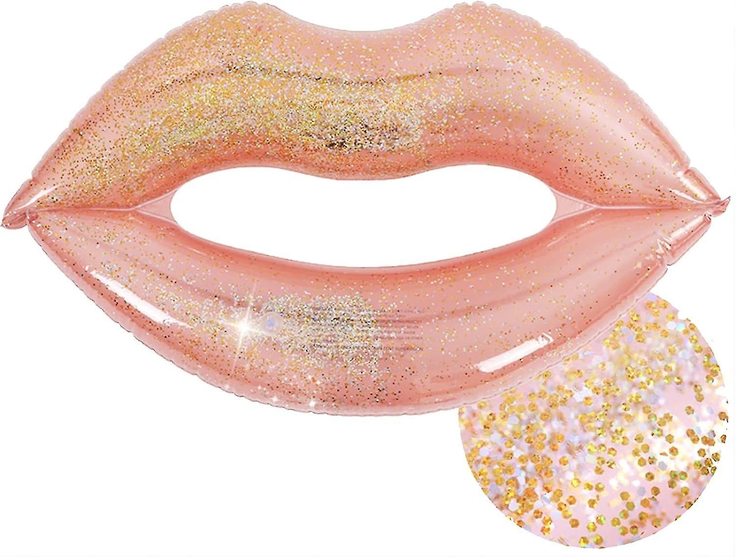 Flashing Swimming Ring Floating Inflatable Pool Raft Floating Beach Pool and Pool Ring (Lip Shaped)