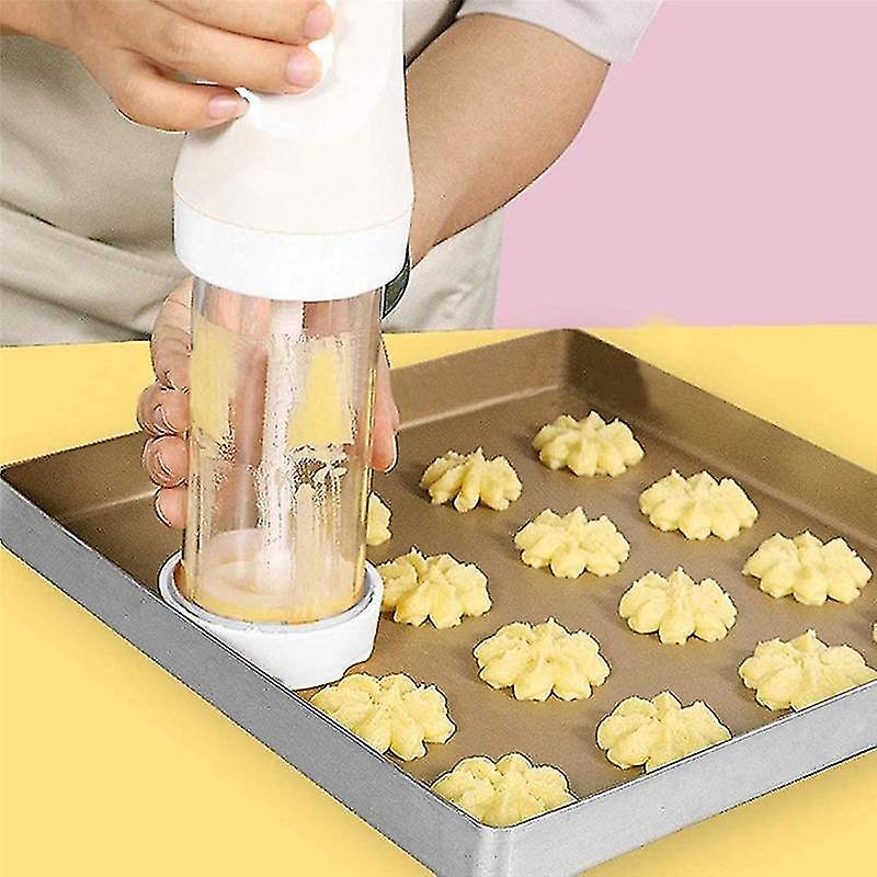 Electric Cookie Press Churros Maker with 12 Discs and 4 Icing Tips for Cake DIY Tools Baking Access