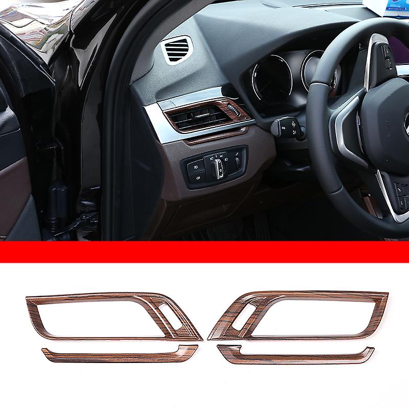 Redkid For Bmw X1 F48 16-21 Car Styling Pine Wood Grain Car Center Console Button Frame Trim Sticker
