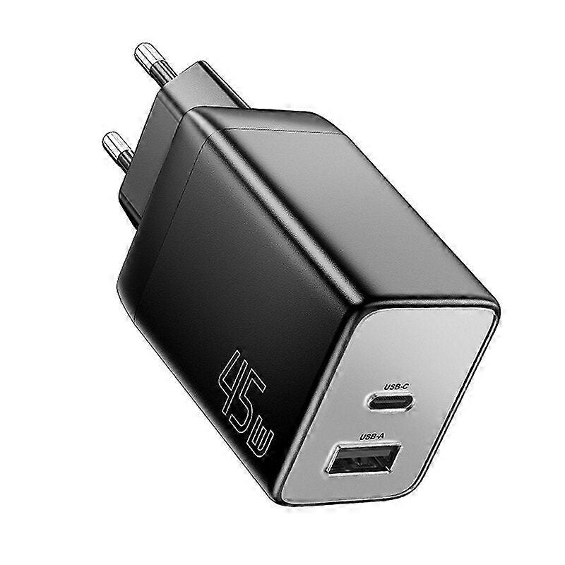 45W Gan Usb Pd Charger, Dual Usb-a/usb-c Ports, Fast Charging, Eu Plug For Iphone & Samsung