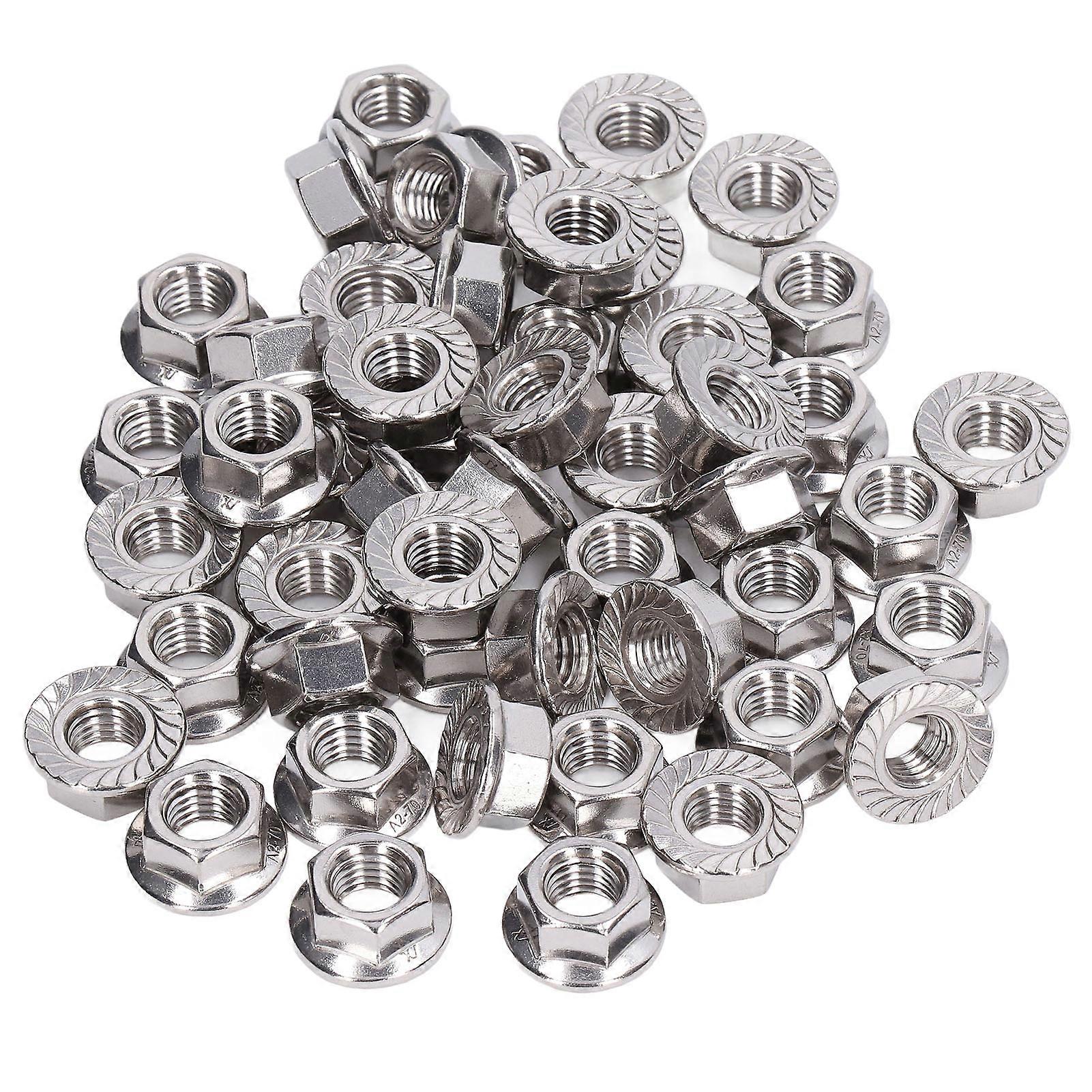 50Pcs Flange Nut 304 Stainless Steel Fastener Accessory Set Kit for Fixing MaintenanceM10