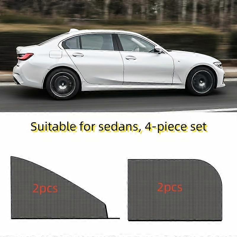 4pcs Car Anti-mosquito Net Sunshade Curtain, Car Window Curtain, Car Window Anti-mosquito Net, Anti-mosquito Insect Sunscreen Heat Insulation Curtain