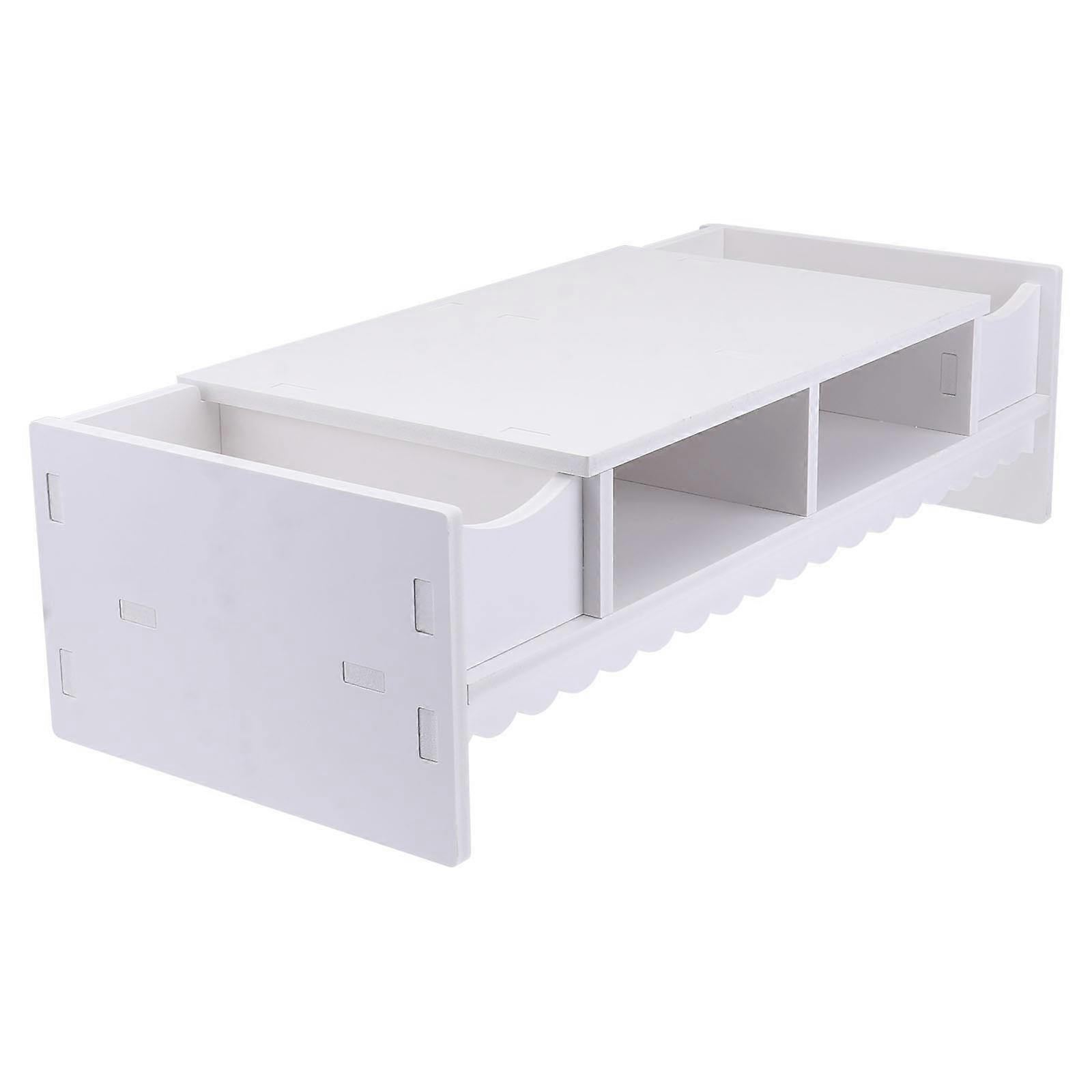 1Pc Creative Monitor Shelf Multifunction Display Riser Rack Creative Storage Bracket for Home Office Desktop (White)