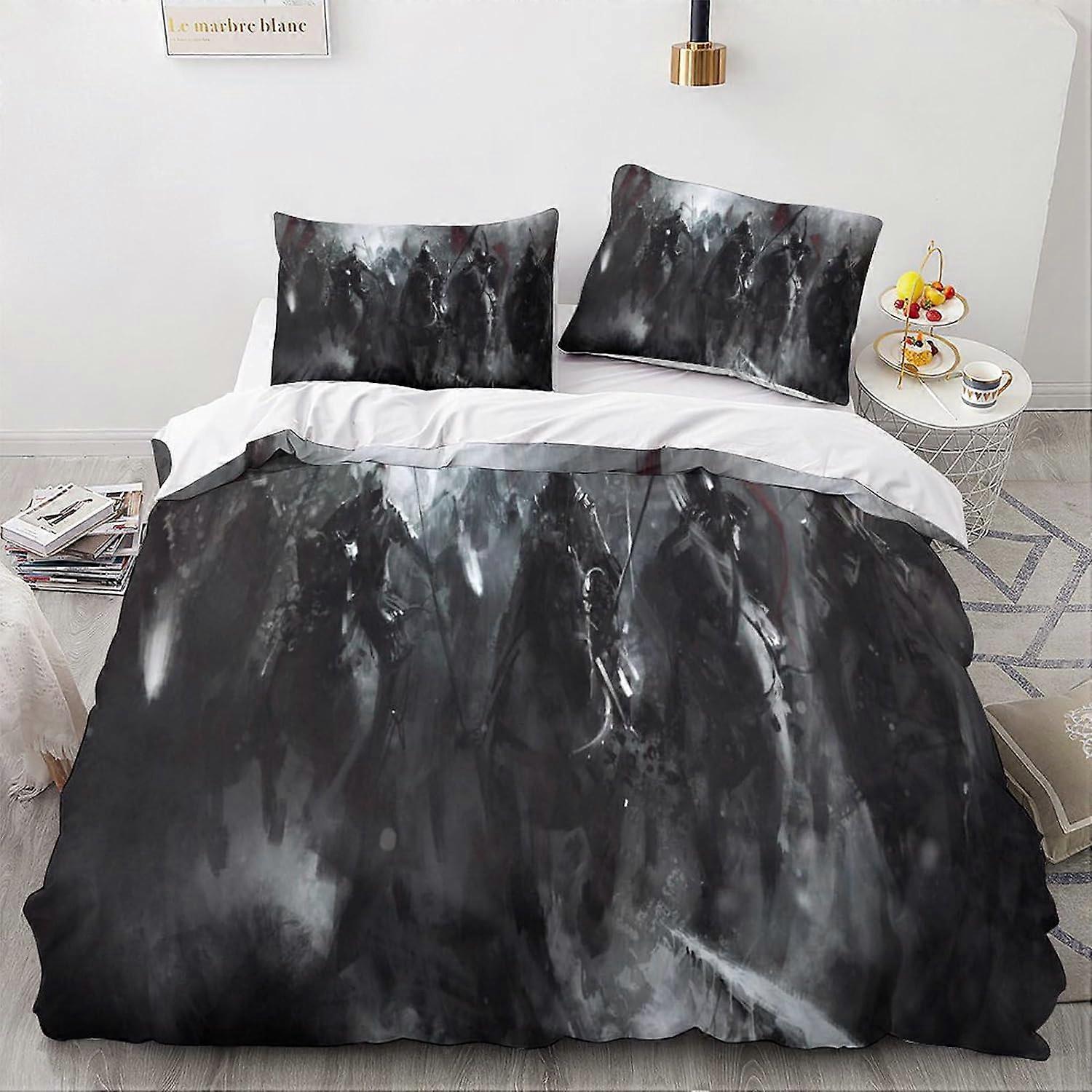 طقم مفروشات ساموراي من الألياف الدقيقة D مع غطاء لحاف + غطاء وسادة ذا واريور طقم مفروشات مع سحاب للبالغين والأطفال كينج 135 * 200 سم