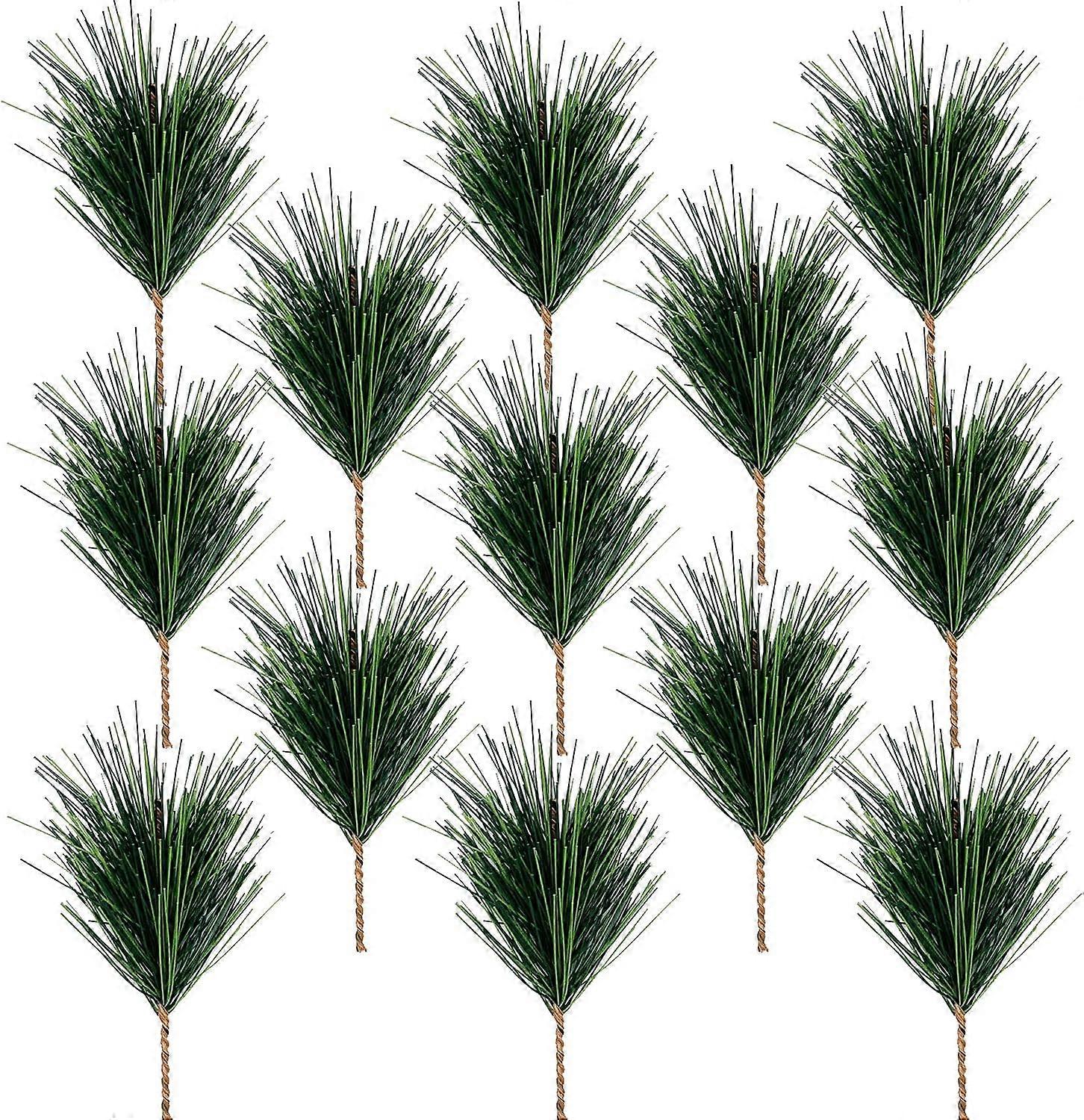 Artificial Green Pine Needles Branches -Small Pine Twigs Stems Picks-Fake G