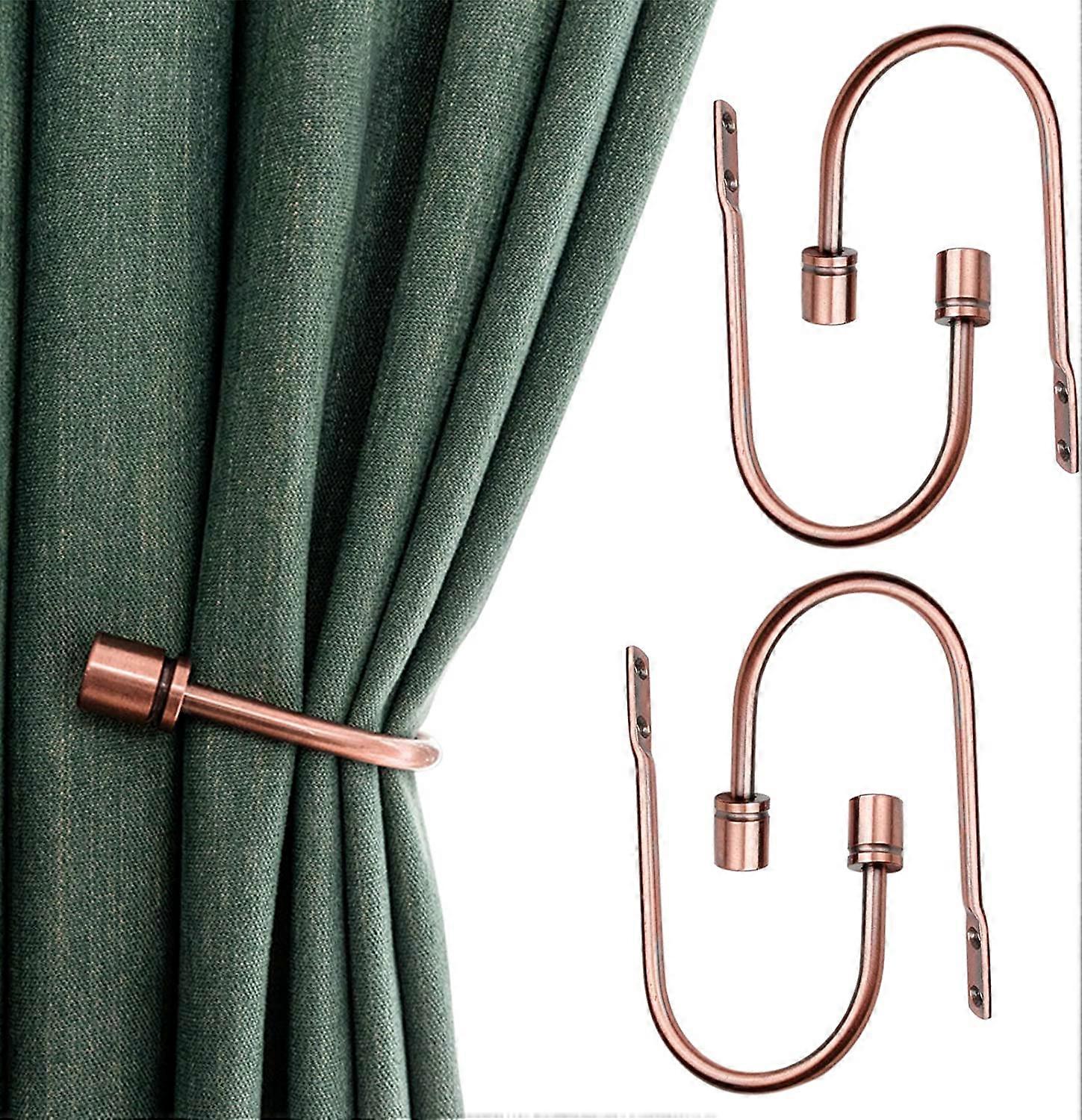 4 Pack U-Shaped Curtain Hooks Decorative Wall Mounted Drapery Tiebacks