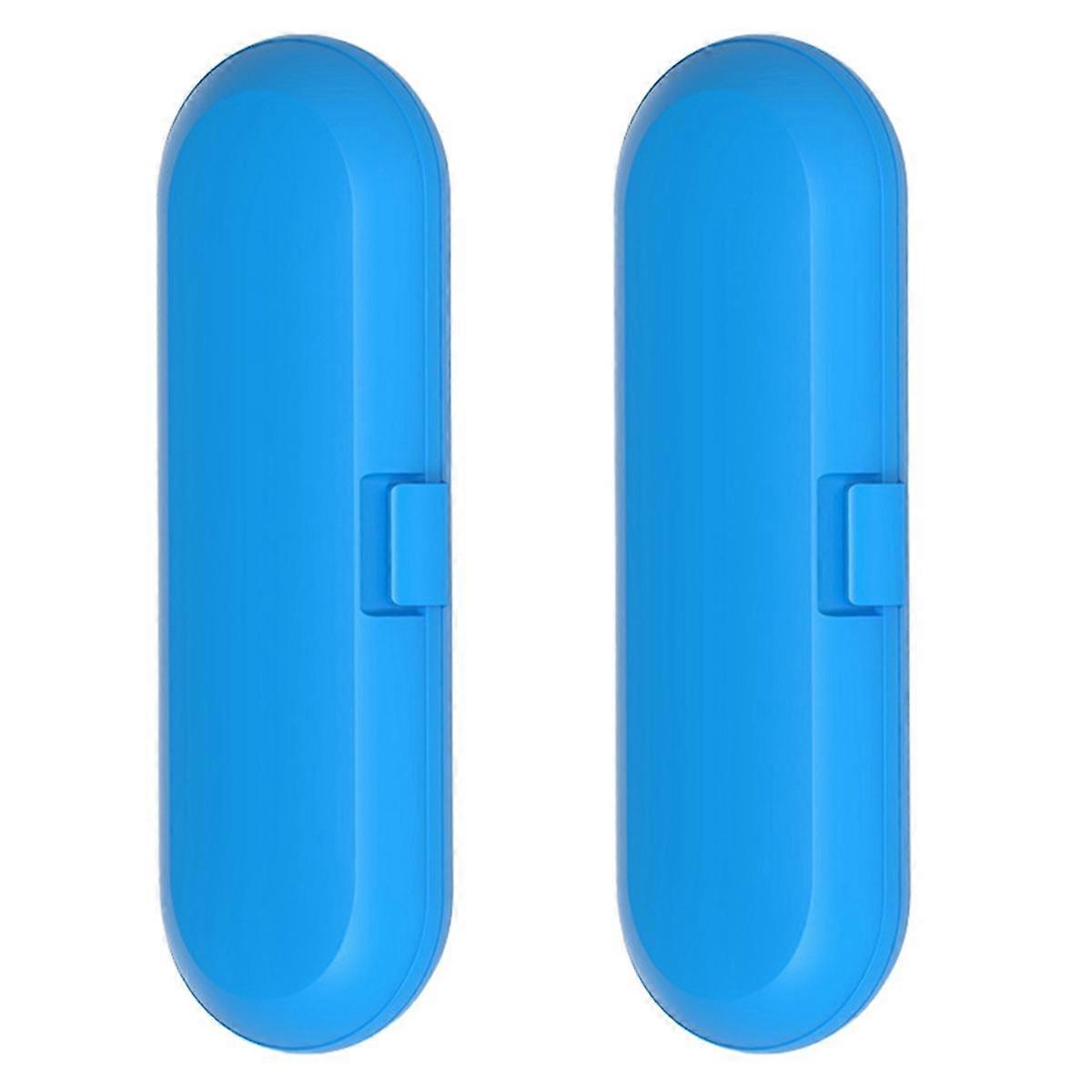 2Pcs Protable Electric Toothbrush Travel Box Storage Case for Universal Toothbrush Handle Tooth Brush Heads Holder,Blue
