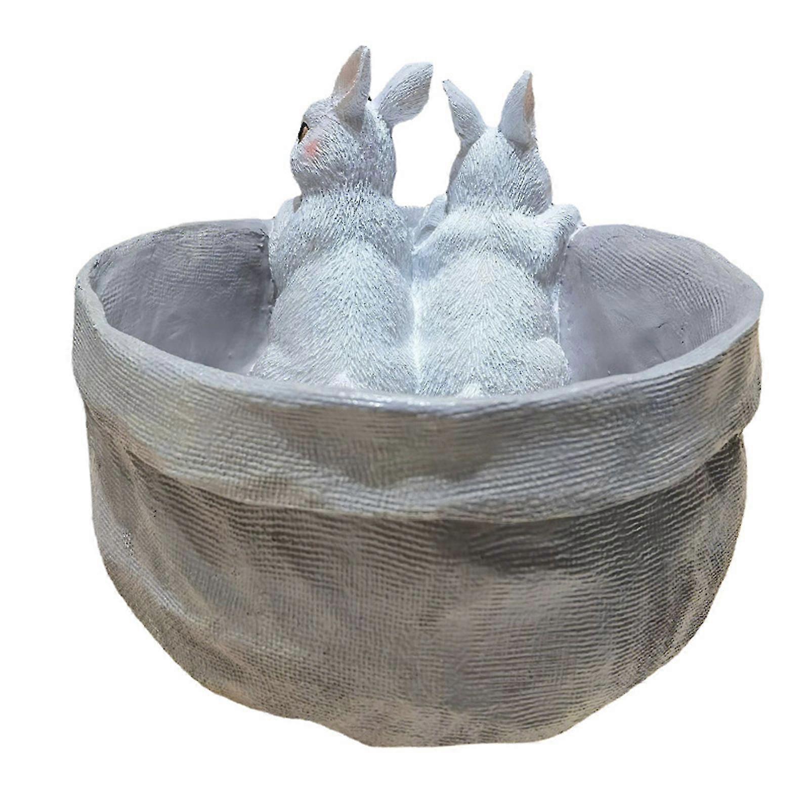 Cute Bunny Flowerpot Resin Succulent Planter Multipurpose Desktop Ornament For Home Living Room