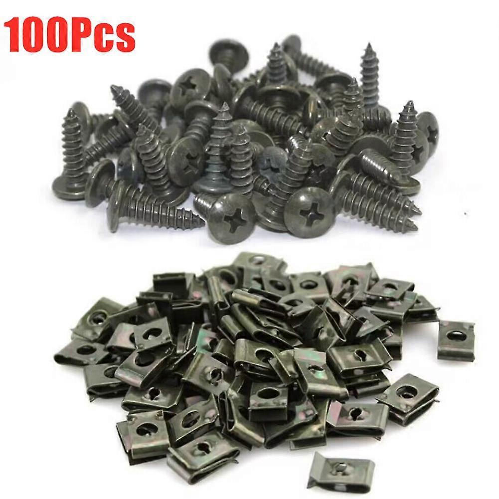 Basic reset to U screw-screw for car bumper, eyelet clips, tie of mudguard trim, scalp, interior accessories, 100 pieces