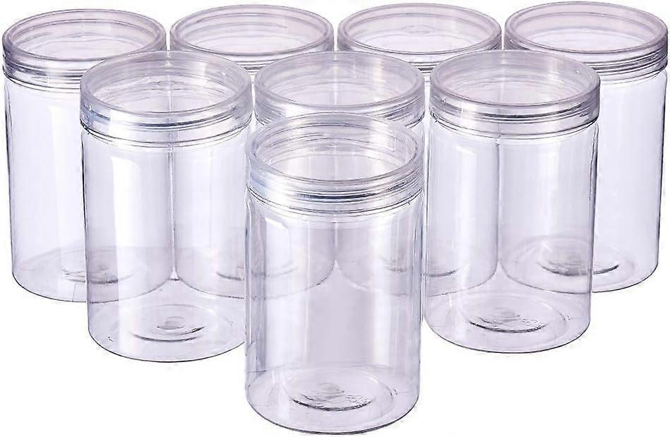 8Pack 8.5oz Clear Round Plastic Storage Jars Leak Proof Slime Jars