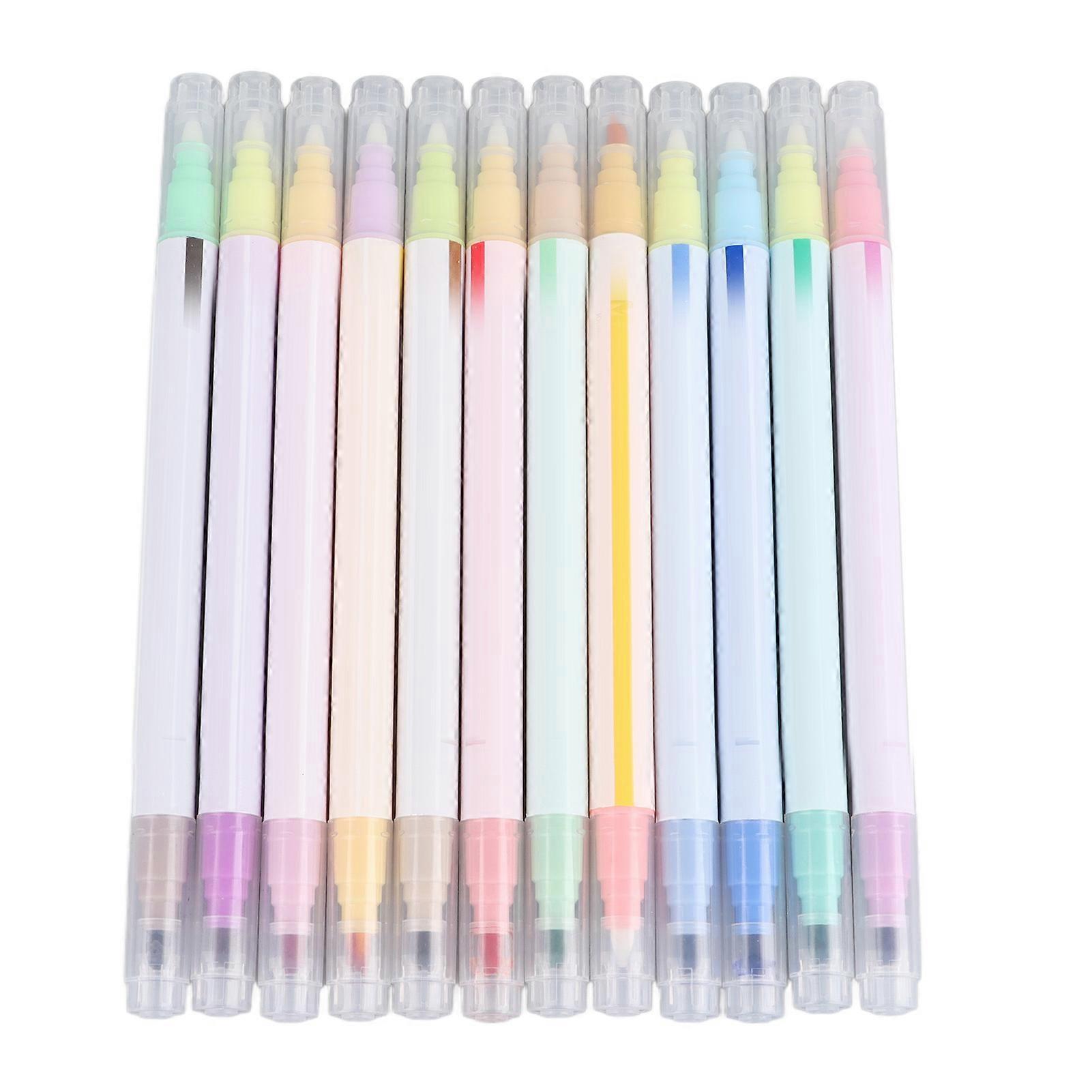 Double Ended Highlighter Vibrant Colors Lightweight Dual Tip Highlighter Fluorescent Marker Pen for Students