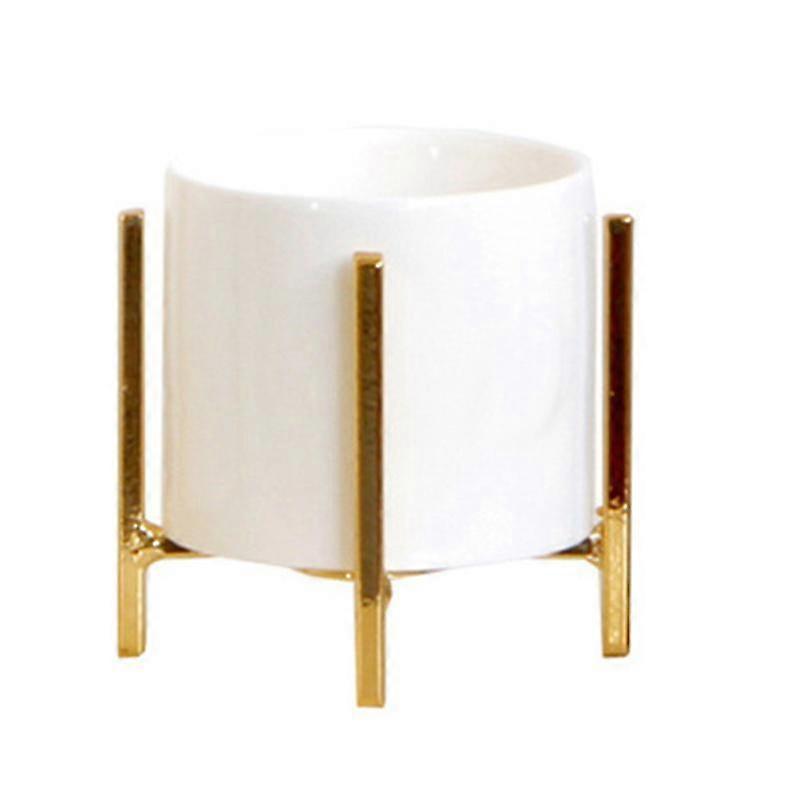 1pc  Makeup Tools Storage Box Ceramic Cosmetics Holder Storage Rack (Golden)