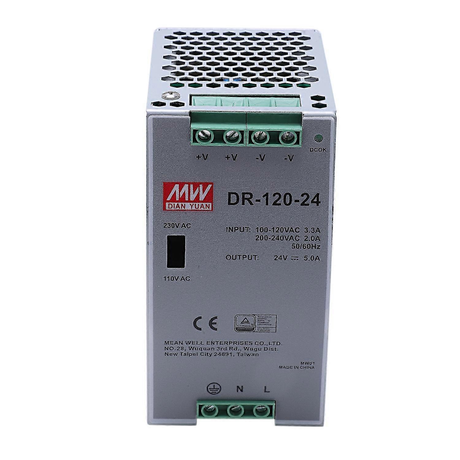DR-120-24 120W βιομηχανική παροχή ηλεκτρικού ρεύματος μεταγωγής σιδηροτροχιών βαθμού
