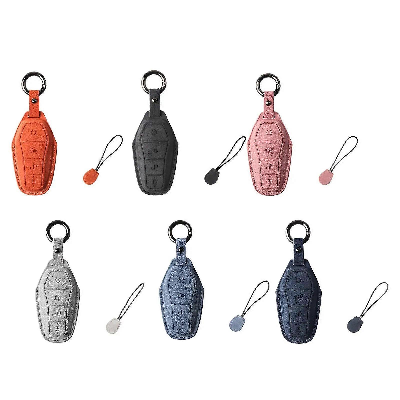 Autoschlüsselanhänger Abdeckung Wildleder Schlüsseletui Fernbedienung Smart Key Protector für Byd Plus Atto 3 Seal Dolphin Autozubehör 10cmx5cm
