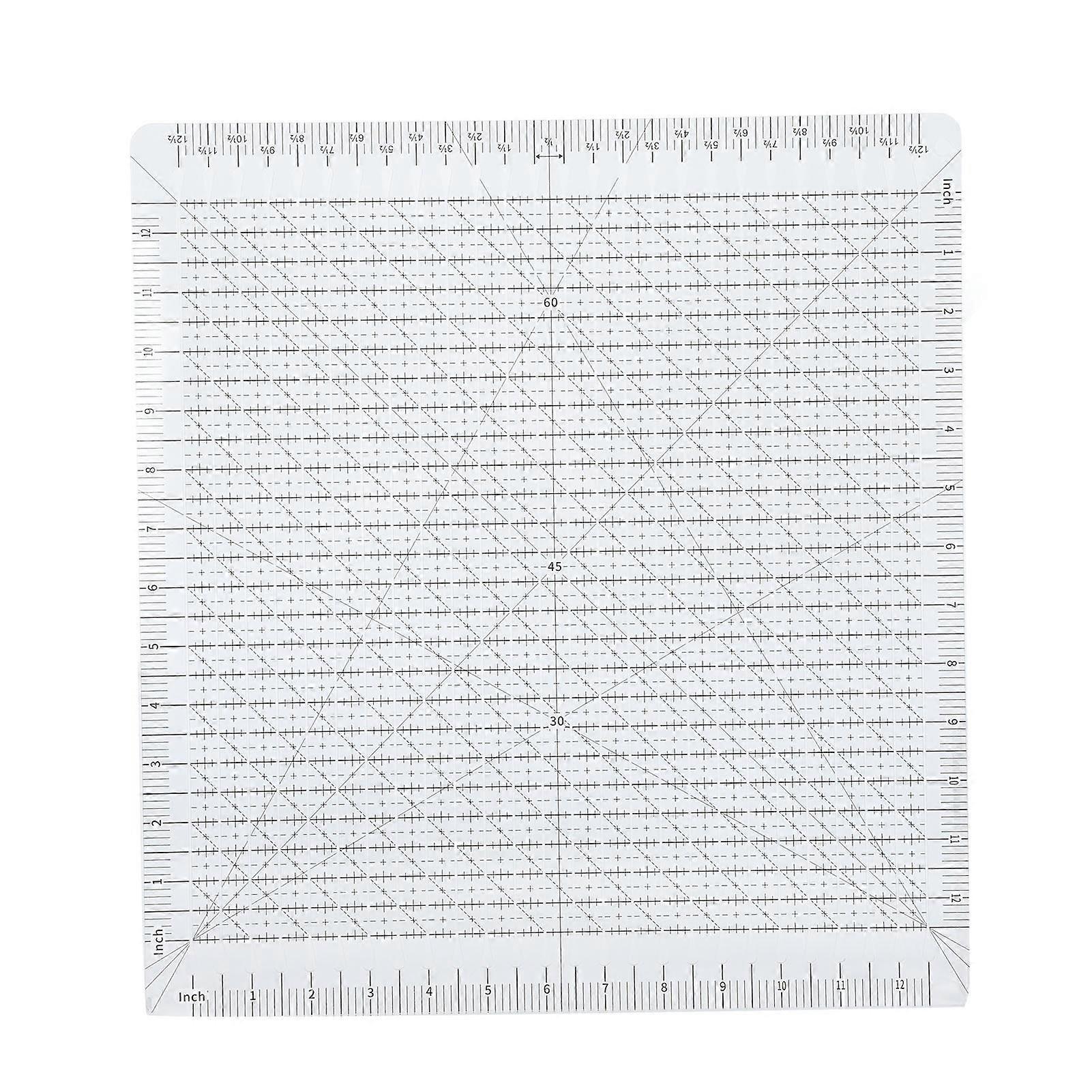 Quilting Ruler 12in Wide Transparent Acrylic Accurate Scale Black Grid Line Cut Ruler for Sewing Needlework Craft