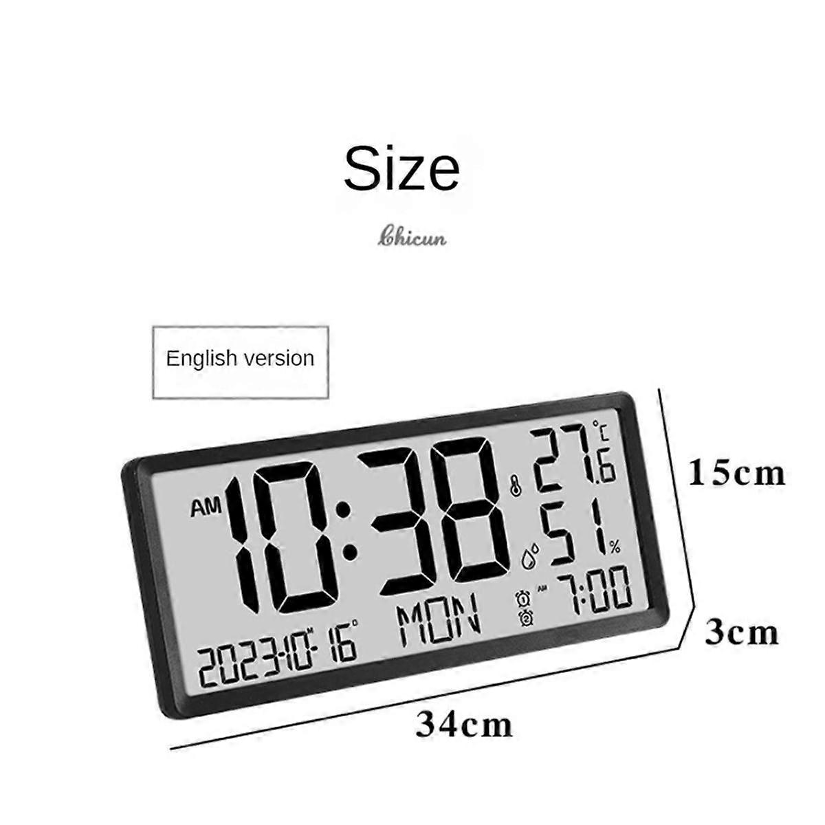 LCD Digital Alarm Clock with Temperature Sensor Desktop & Wall Mountable Manual & Automatic Display