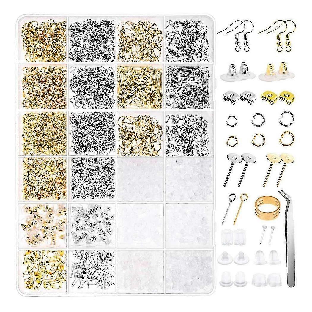2480pcs Earring Making Kit With Earring Hooks Findings, Earring Backs Posts, Jump Rings For Jewelry