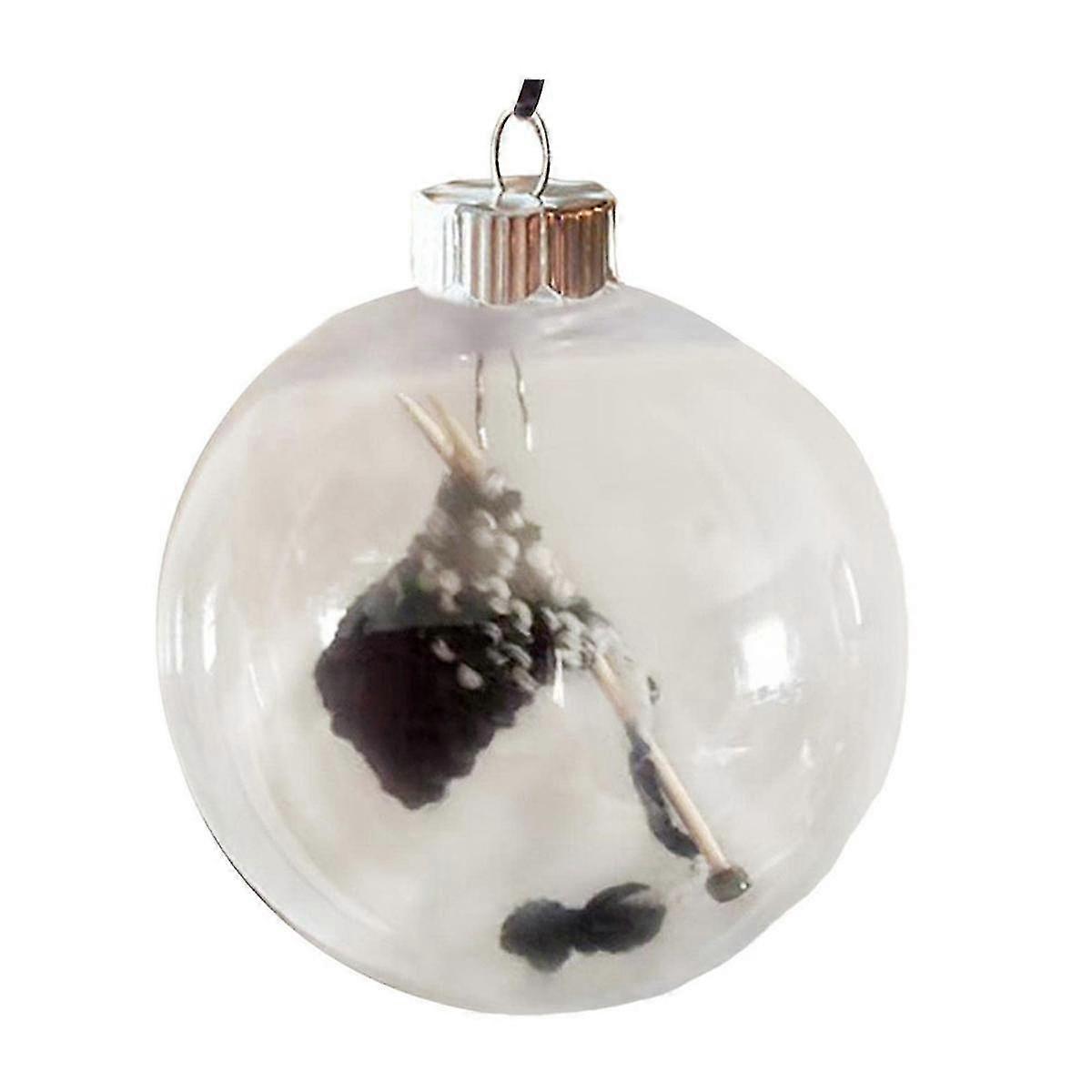 Knitting Christmas Ball Ornament - Knitting and Crocheting Decorative Ball Ornament with Hanging Hoop - Winter Party C