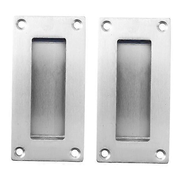 2x Rectangular Face Fix Flush Recessed Sliding Door Pull Handle Stainless Steel