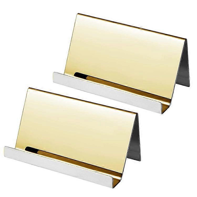 2 Pieces Stainless Steel Business Cards Holder, Card Display Stand, Durable Stainless Steel Multifunction Business Card Rack