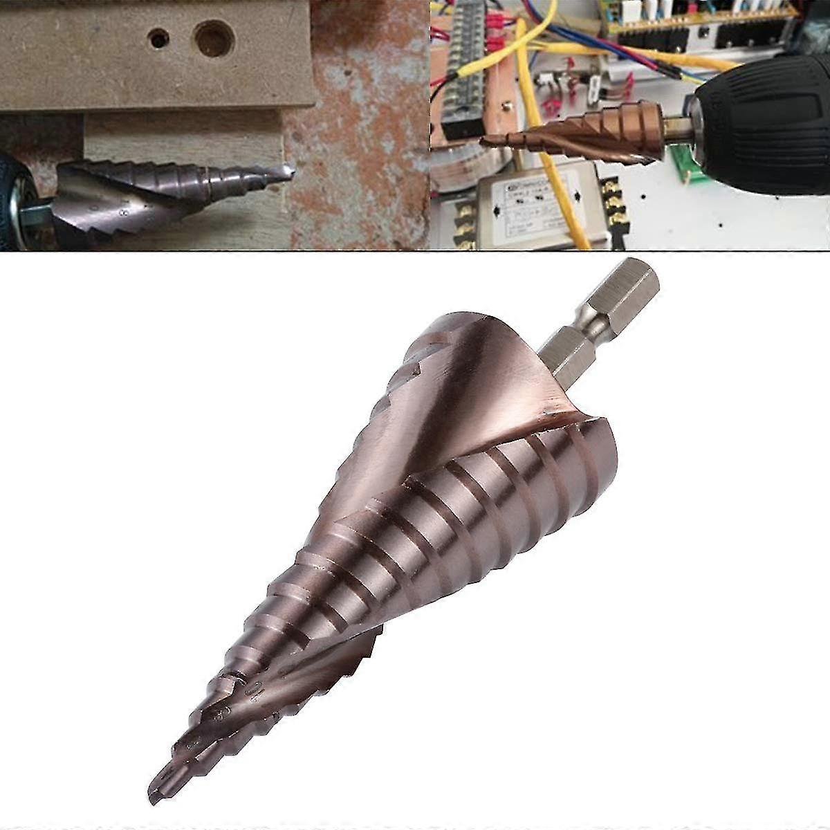 4-32mm M35 Cobalt Spiral Fluted Step Drill Bit 1/4" Hex Handle 15 Sizes