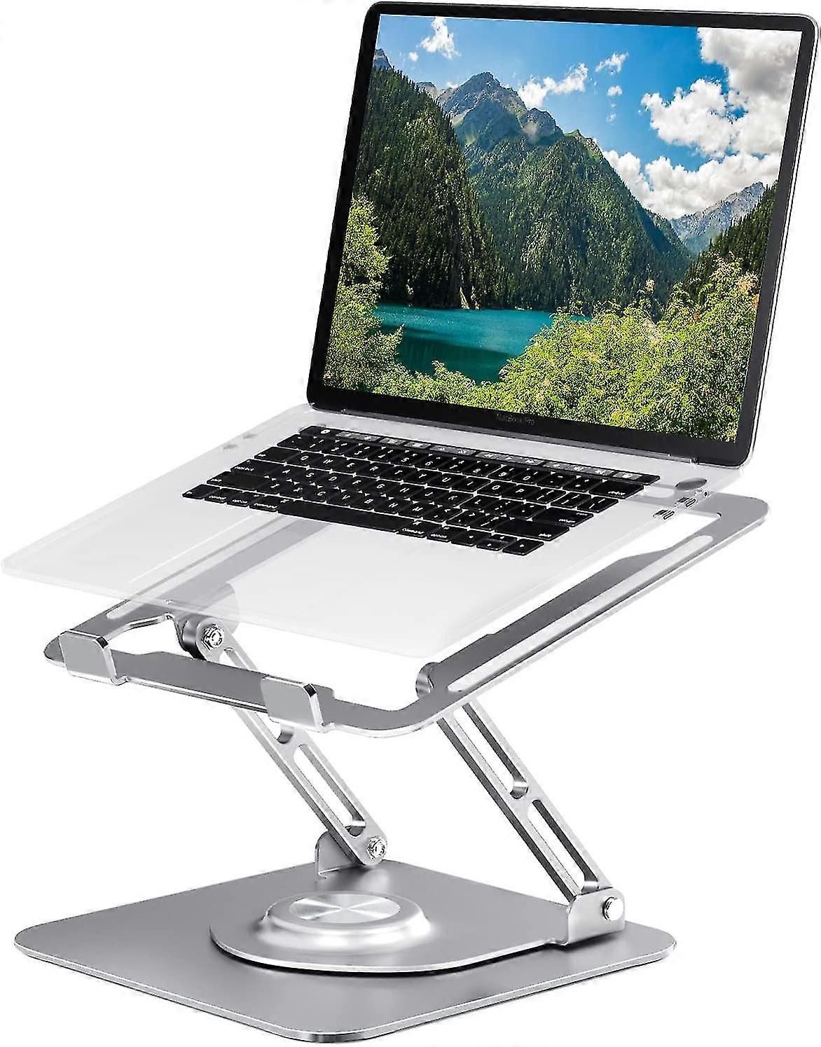 Laptop Stand 360 For Desk Rotating Base, Laptop Riser Adjustable Height, Foldable Portable Aluminum Adjustable Laptop Stand Compatible With Macbook Pr