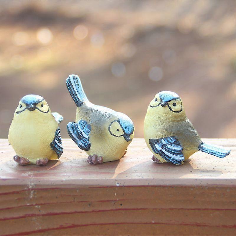 Miniature Bird Decorative Figurines 3 Pcs