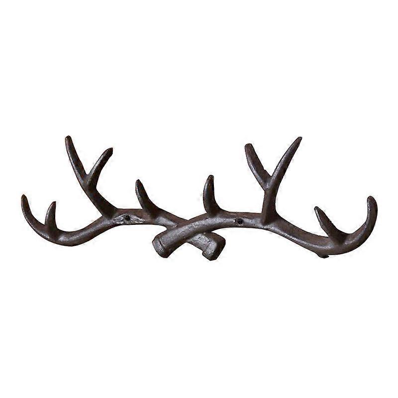 Rustic Cast Iron Deer Antler Wall Mounted Coat Rack Coat Rack and Bathroom Towels Jewelry Display Rack Rustic Cabin Hook (Rusty Brown)